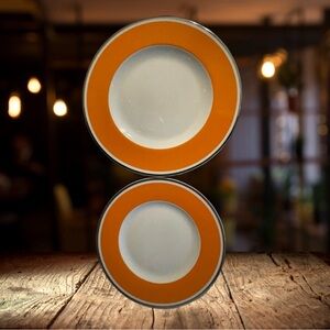 NWT Villeroy & Boch 2 Anmut Plates 10.5” Dinner & 9” Luncheon Orange Porcelain